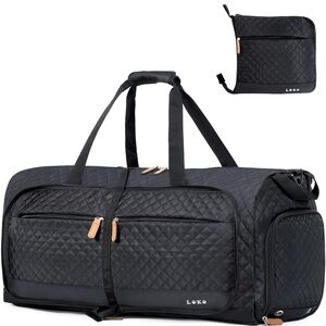 Black Quilted Travel Duffle Bag 80L